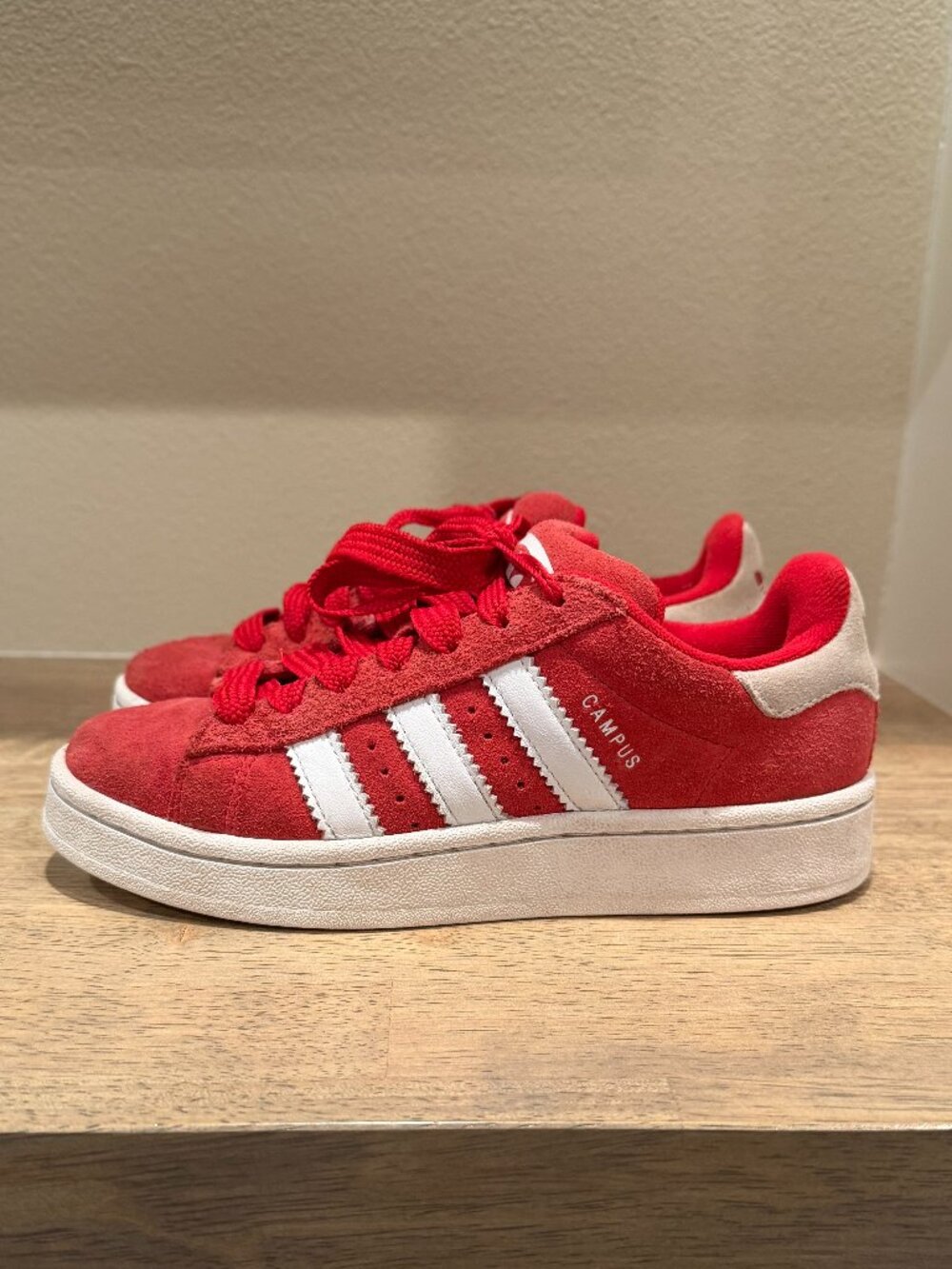 Adidas Campus Sneakers Big Kids Size 3.5 Red & White